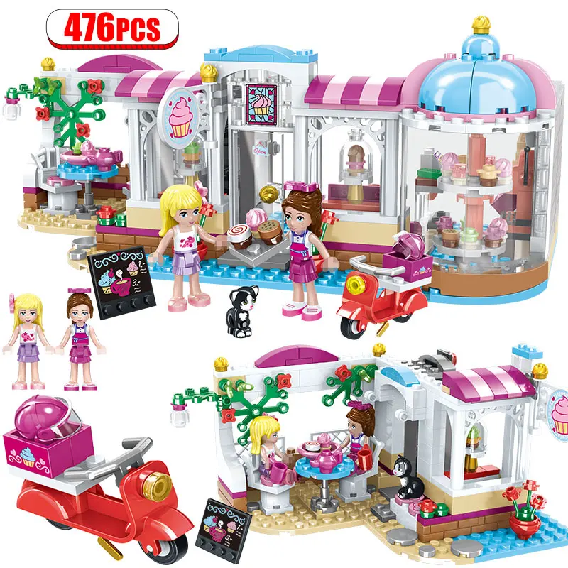 

476PCS DIY Girls Series Building Bricks Legoingly Friends Heart Lake City Cupcake Cafe Blocks Figure Model Toys For Children