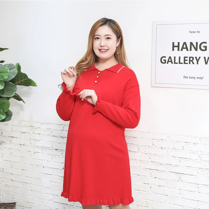 

Party Slim Maternity Large Fat MM Fashion Simple Sweater Dress Pregnant Mom Out Office Banquet