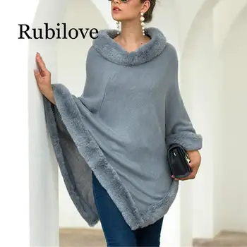 

Women Winter Sweater Cloak Fleece Long Sleeve Sweater O Neck Warm Cloak Windproof Lady Sweater Streetwear Cape Fleece Clothes