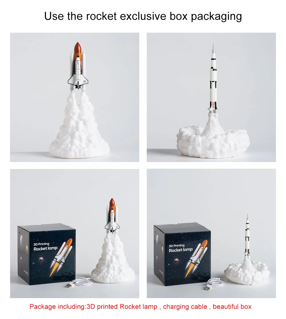 Новинка, 3D принт, Космический Шаттл, ночная лампа, луна, астронавты, ракетная лампа для любителей космоса, украшение комнаты, освещение, Прямая поставка
