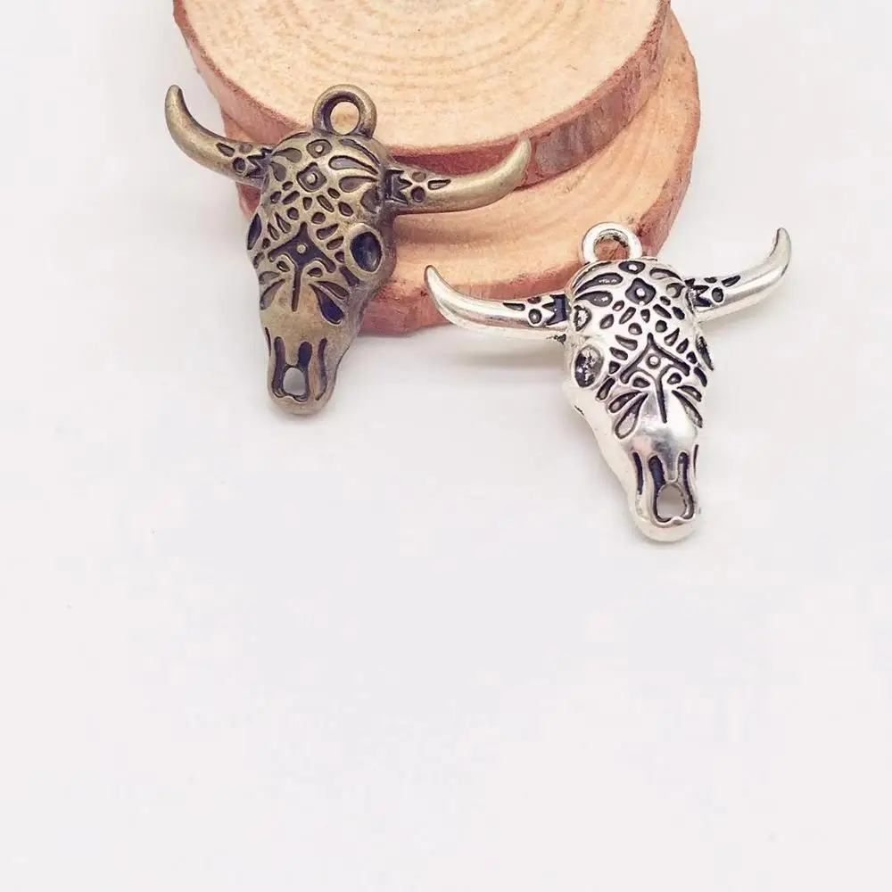 

Vintage 6 pcs bull head horn charms Fit DIY Handmade necklace earring bracelet charms Jewelry Making