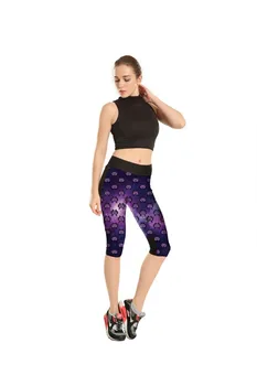 

New foreign trade hot selling fashion tiled small robot high waist 7 point swear pants leggings
