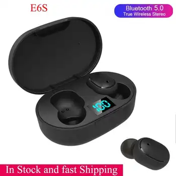 

E6S TWS Wireless Bluetooth 5.0 Earphone Noise Cancelling LED Display With Mic Handsfree Earbuds for Redmi Airdots earphones