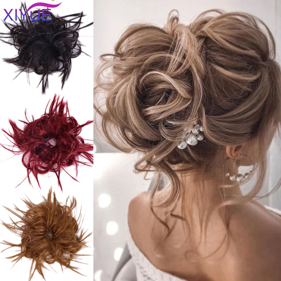 Synthetic-Hair-Chignon Scrunchie Short Updo Heat-Resistant Hairpiece Messy Bun Elastic-Band