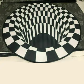 RULDGEE Mandala Alfombra 3D tridimensionnel noir blanc st r o Vision tapis salon paillasson th Table