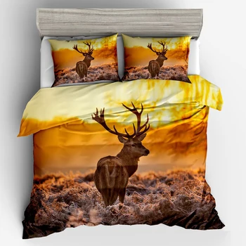 

Lychee 3D Elk Printed Bedding Set Polyester Pillowcase Duvet Cover Sets 3pcs Home Textile Family Bed Sets