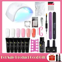 Маникюрный набор, удлиняющий строительный полигелевый Набор для наращивания ногтей, УФ-светодиодный акриловый строительный гель, лампа для ногтей, Кристальное желе для дизайна ногтей, набор