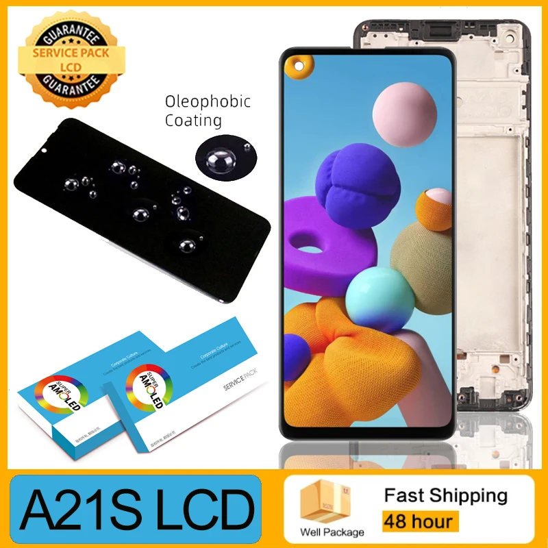 100% Original Display with frame for Samsung Galaxy A21s A217 SM-A217F/DS LCD Touch Screen Digitizer Assembly Repair Parts | Мобильные