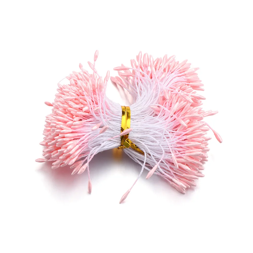 Artificial Flower 1mm 400pcs Mini Flower Stamen Artificial Pearl Pistil Double Heads Hand-made DIY Floral Craft For Wedding Decoration DIY Needlew