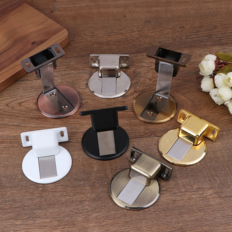 Magnetic Stainless Steel Door Stopper Hidden Door Holders Catch Floor Nail-free Doorstop Furniture Hardware 1pc door stopper magnetic door stopper
