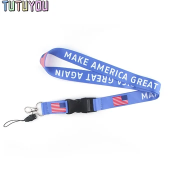 

PC377 Wholesale 20pcs /lot American Flag Lanyards Id Badge Holder Keychain ID Card Pass Mobile Badge Holder Lanyard Key Holder