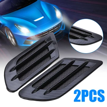 

Hot 2pcs/set Car Air Intake Flow Vent Fender Decorative Stickers Side Mesh Cover Front Bumper Hood Bonnet Grilles Vent Decals