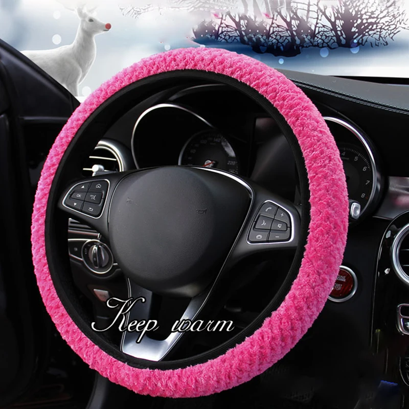 EING Car Steering Wheel Cover Carbon Mahogany Wood Retro Leather Steering Wheel Cover,Universal and Fit for Four Seasons,Mahogany Black