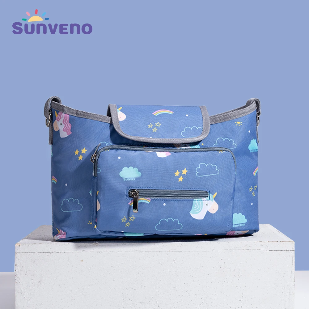 SUNVENO брендовая портативная Детская Сумка Многофункциональная коляска сумка мессенджер большая пеленка сумка для мамы модный Органайзер дизайн - Цвет: Unicorn blue
