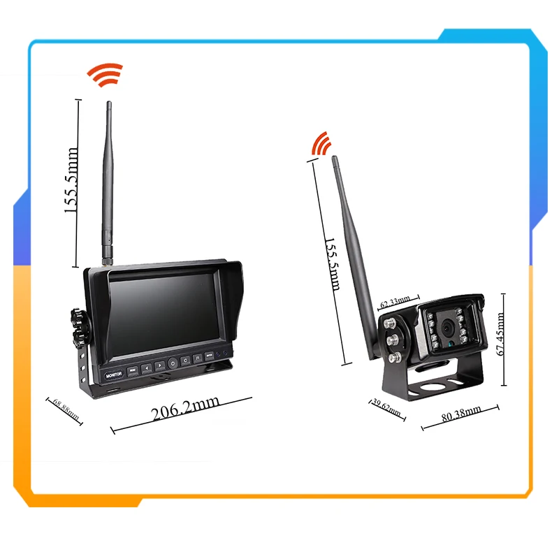 HOKEVISION Wireless Car Monitor LCD Car Rear View Camera HD monitor for Truck Camera support Bus RV reverse camera
