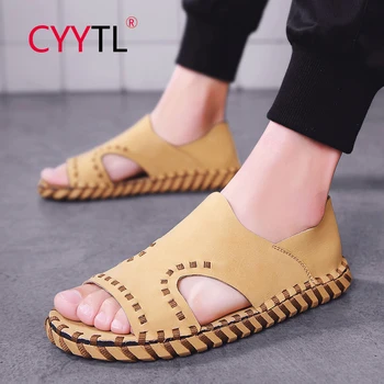 

CYYTL Casual Sandals For Men Summer Fashion Breathable Sandals Water Beach Shoes Open Toe Comfort Leather Sandalias Hombre