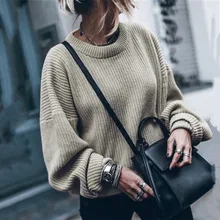 Женский свитер с длинным рукавом и круглым вырезом, повседневный Однотонный женский вязаный жакет, кардиган для женщин, ropa mujer invierno L829