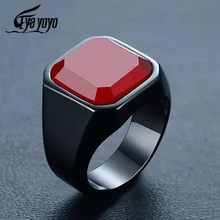 EyeYoYo винтажное мужское квадратное Carnelian Signet кольцо State Men t черное