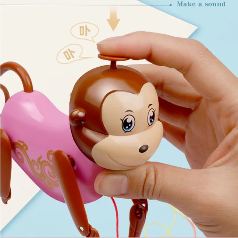 Blue Pull-and-Climb Baby Monkey Toy Fun Interactive Toy for Toddlers Wfinau String-Climbing Monkey Toy Hanging Monkey Toy