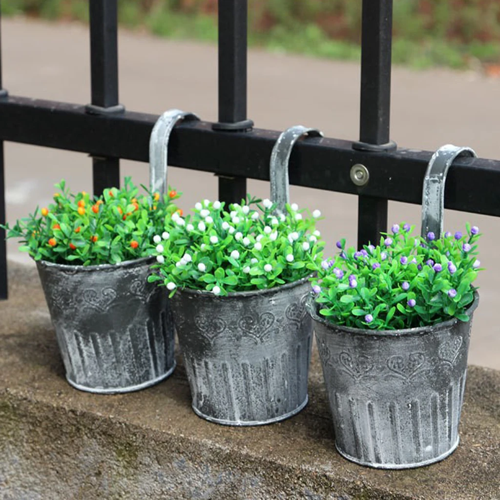 

VINTAGE METAL TIN FLOWER BUCKET POT PLANTER CONTAINER WEDDING HOME FAVOURS