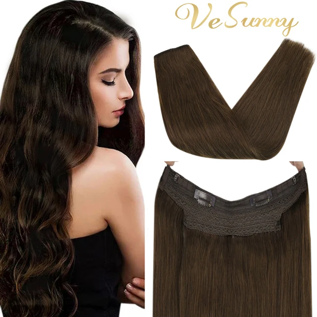 Human Hair Crown Extensions Blonde Hair Extensions Invisible Real Human Hair Double Weft Halo Real Hair Extensions Human Hair 4