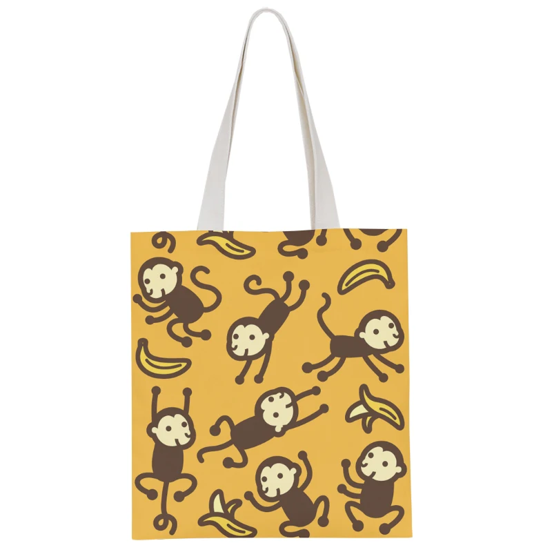 New Fashion Ladies Canvas Shoulder Bag Cute Animal Pink Sweet Girl Handbag Casual Harajuku Light Storage Bag Funny Shopping Bag