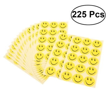 

225pcs Self-adhesive Smiling Face Circle Dot Stickers Paper Labels Tabs Decals Dot Lables (Yellow)