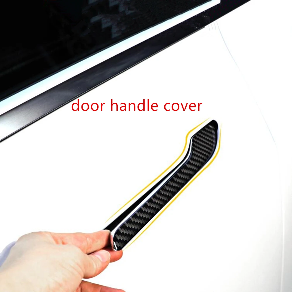 Car Accessories For Tesla Model 3 Real Carbon Fiber Side Door Handle Stickers Decoration& Protector Cover Trim