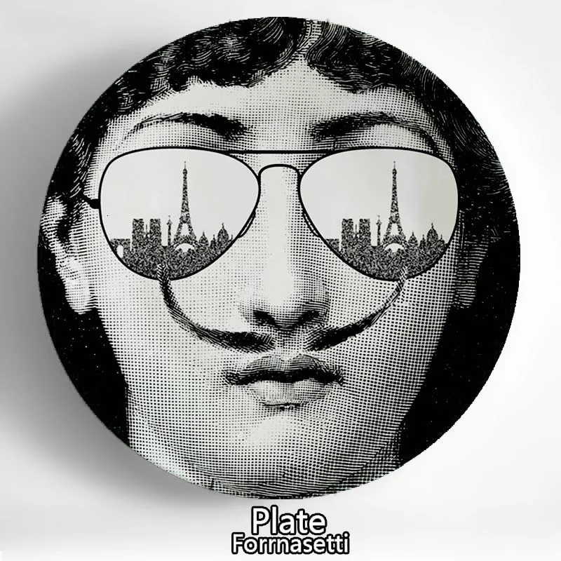 New High Quality Bone China Milan Abstract Design Style Room Decoration Hanging Dishes Wall Plates Piero Fornasetti Plates - Цвет: 22