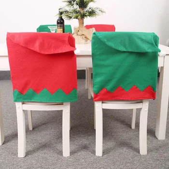 

New Christmas Non-woven Fabric Chair Cover Home Dining Hotel Party Chair Back Green Red Cap Ornament Back Covers Decoration