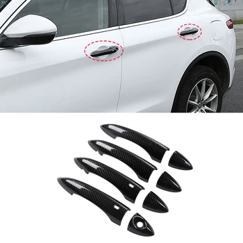 

Door Exterior Grab Handle Decoration Cover Trim Sticker for Alfa Romeo Giulia Stelvio 2017 2018 2019 2020 Carbon Fiber Car Parts