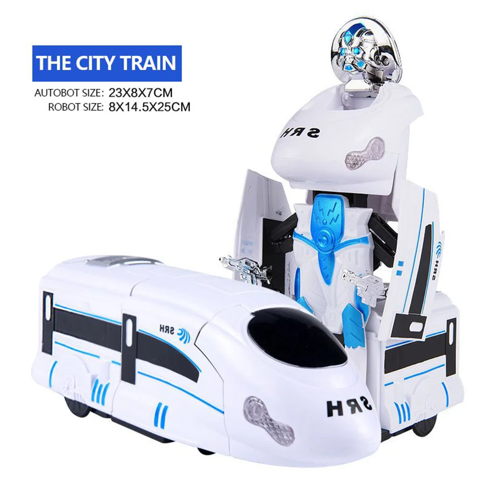 Children Baby Novelty Luminous Light Electric Deformed Robot Transformation Cartoon Train Car Model Toys For Children 2
