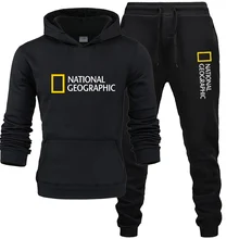 

National Geographic Men's Sweatshirt + Pants 2 Piece Set Casual Sportswear Hoodies Wear Autumn And Winter New Sportswear Suit