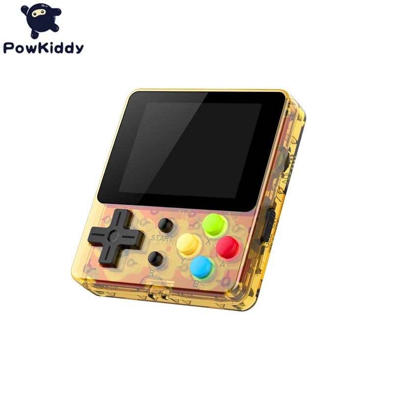 Powkiddy q13 дважды 88FC портативная игровая консоль встроенный 188 8-битную игры 2,4 дюймов ips экран детский подарок Поддержка ТВ - Цвет: Yellow transparent