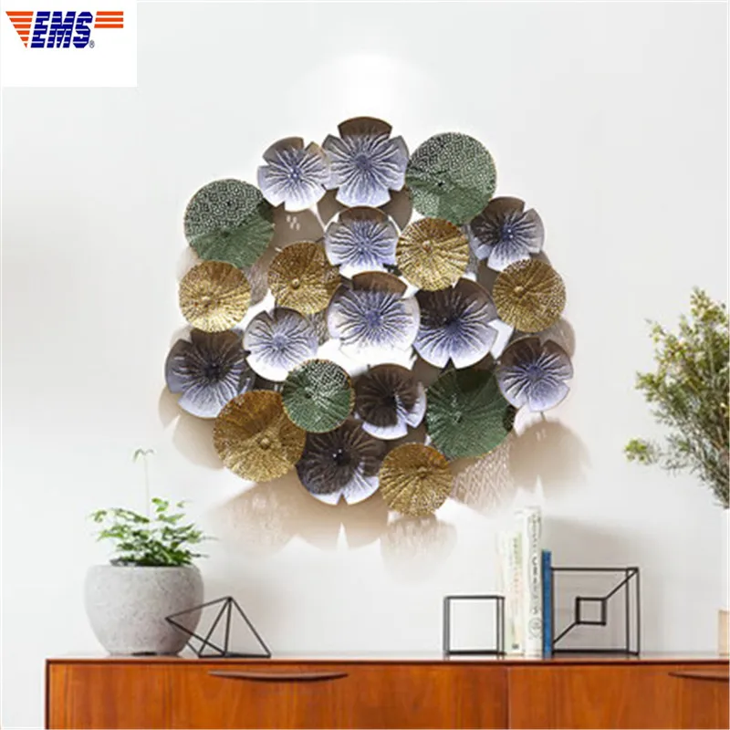 

Iron Art Hangings Stereoscopic Simulation Lotus Leaf Entryway Wall Accessories Creative Bedroom Wall Art Decorations X2217