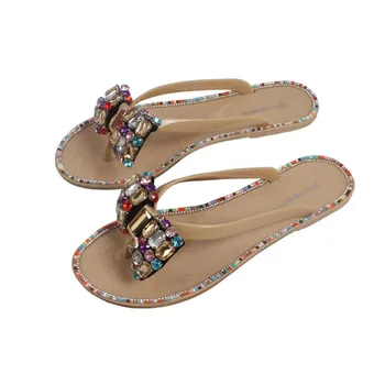 

Summer Woman Flip-flops Sexy Rhinestone Slippers Crystal Beach Flip-flops Open-toed Sandals Black White Shoes Beautiful Slippers