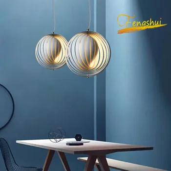 

Modern LED Iron Moon Rotating Pendant Lamp Lighting Art Pendant Lamp Luster Suspension Luminaires Loft Bedroom Hanging Lamps