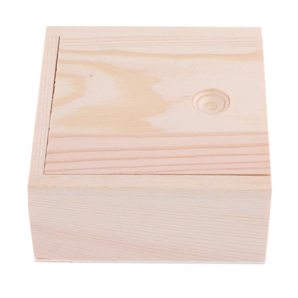 Крышка деревянная Выдвижная коробка для искусства, ремесел, хобби и домашнего хранения, необработанная древесина, цвет натурального дерева
