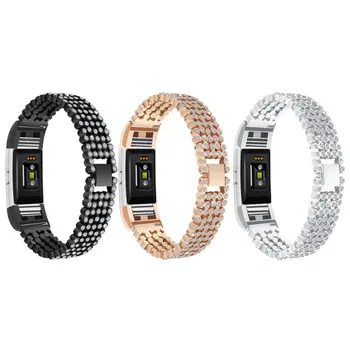 

Metal Bands Compatible For Fit bit Charge 2 Adjustable Rhinestones Replacement Wristband Bracelet Zinc Alloy Metal Watch Band