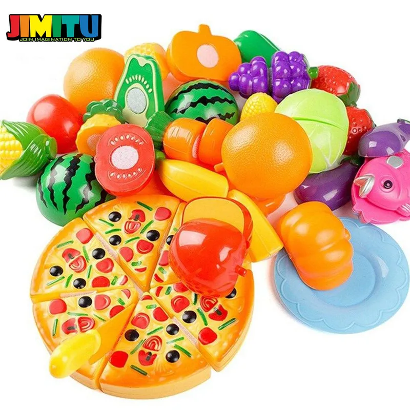 JIMITU 24 шт., детский игровой домик, игрушка из пластика, овощи, пицца, кухня, классические детские игрушки, набор для ролевых игр, развивающие игрушки, набор