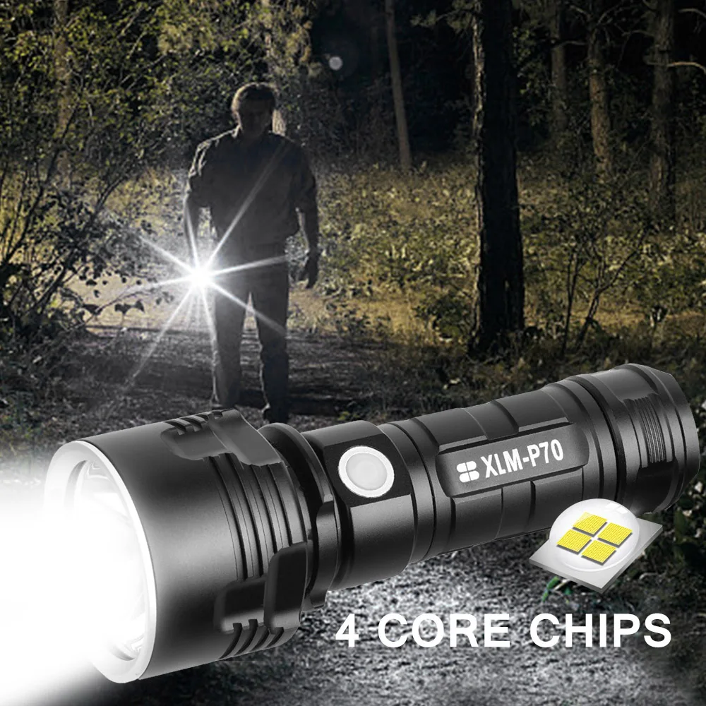 Anjoet мощный светодиодный фонарик L2 XHP70.2 тактический фонарь USB Перезаряжаемый Linterna