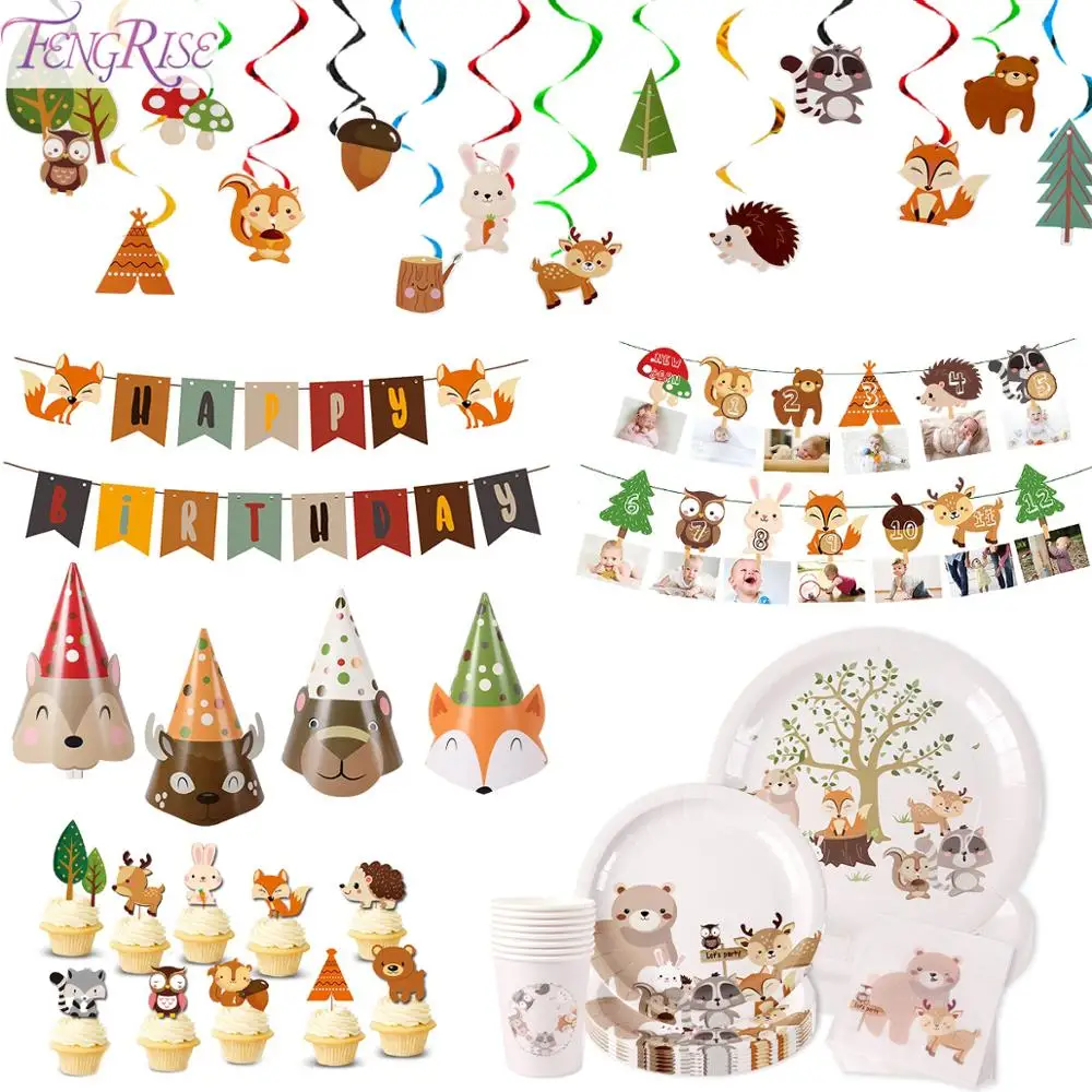 Праздничные шапки FENGRISE вечерние с бумажными тарелками и изображениями животных