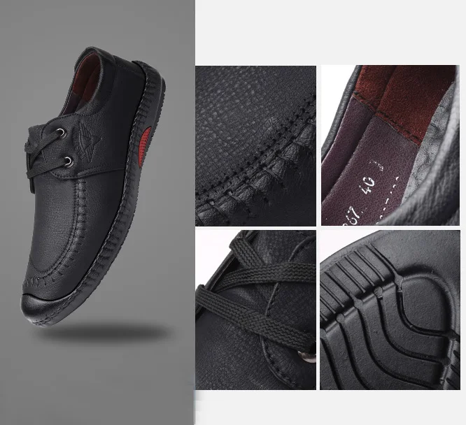 Mens Leather loafers boat shoes None-Slip Lace-up comfortable outdoor sports shoes spring autumn ankle boots (7)