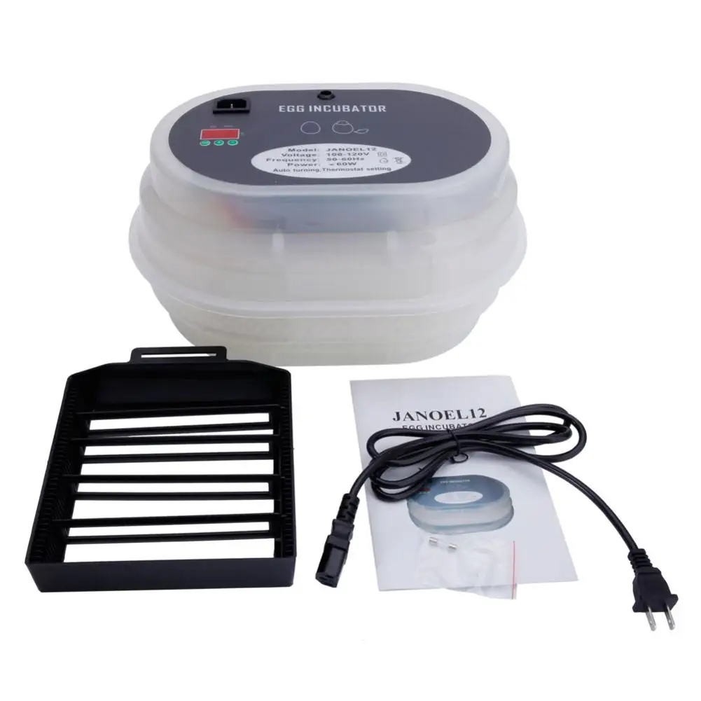 

9-Egg Practical Fully Automatic Poultry Incubator US Plug White and Transparent Lightweight Incubator Farm Supplies 40E