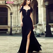 Черное простое вечернее платье, длинное женское элегантное вечернее платье, кружевное свадебное платье русалки, вечерние платья для гостей, свадебное платье ES1672
