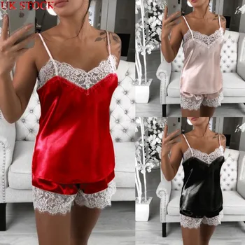 

Sexy Women's Lace Strappy Tops High Waist Short Set 2 Pieces Casual Slim Sexy Solid Color Backless Set