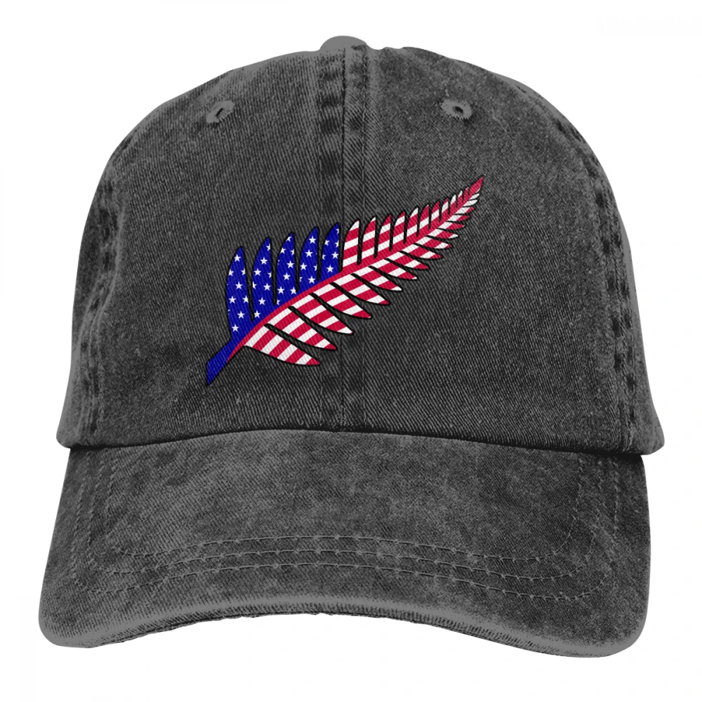 Американский флаг папоротник Casquette черный унисекс Мужские Женские джинсовые бейсболка с ремешком кепки Регулируемый Гольф папа шляпа