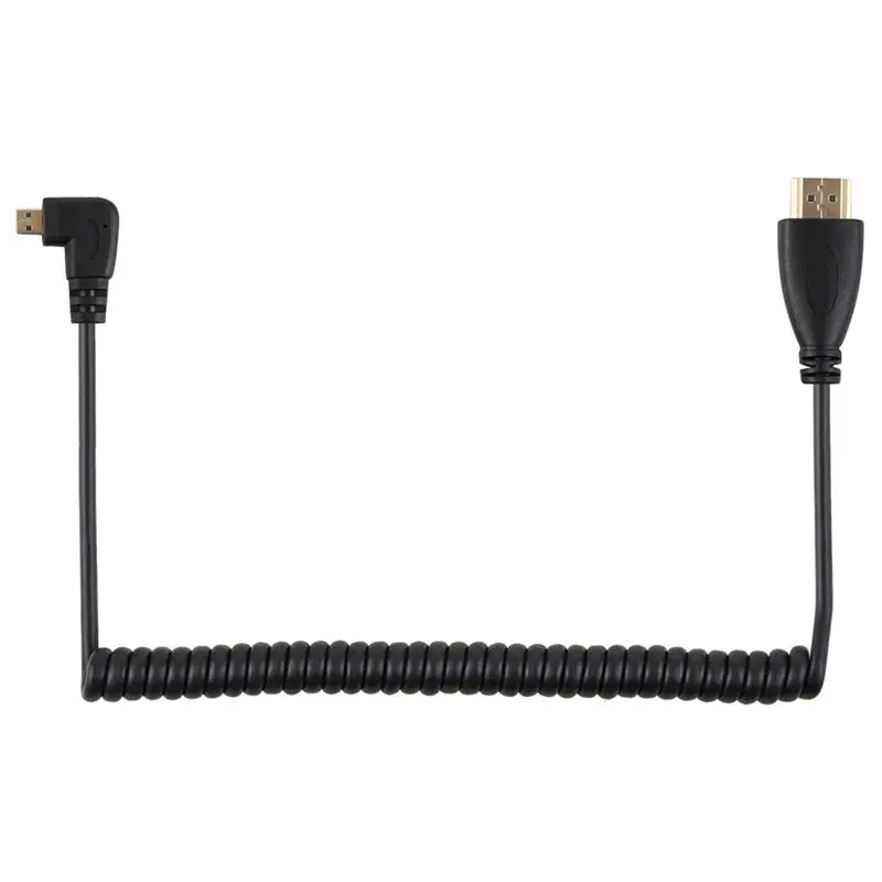 Левый Угловой Micro-HDMI к HDMI Мужской кабель растягивается длина для камер