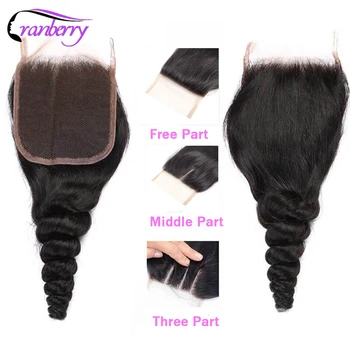 CRANBERRY Hair Loose Wave Bundles With Closure 100% Remy Human Hair Weave Bundels Brazilian Human Hair Bundles With Closure 4