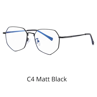 C4 Matt Black Ralferty, женские очки, оправа, синий светильник, очки для компьютера, полигон, металлическая оправа для близорукости, без диоптрий, очки D2121 - Цвет оправы: C4 Matt Black